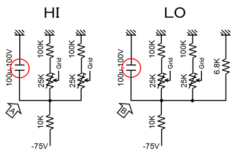 The Twin 出力段ＢＩＡＳ回路　HI ＆LO時の等価回路図